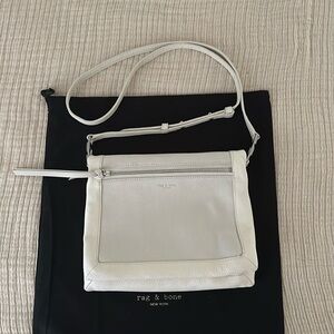 RAG & BONE Olympus Leather Crossbody Bag in Antique White.
